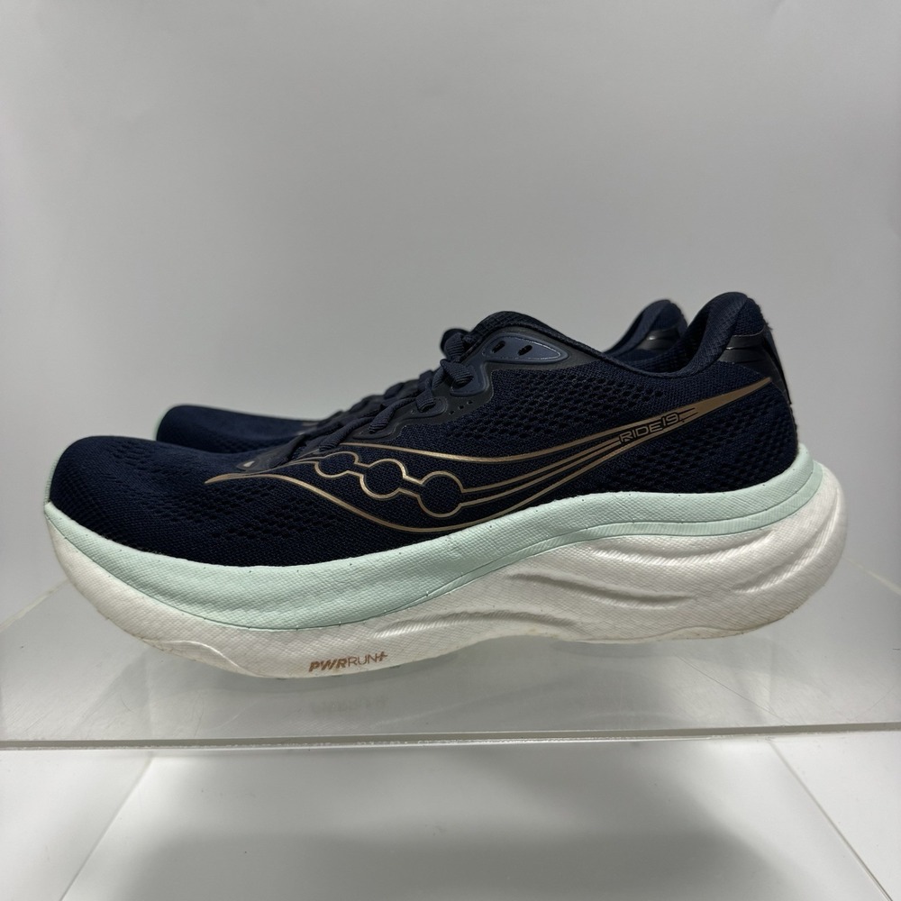 Saucony Ride 19 S11055-110 Navy Blue Aqua Running Sneakers Shoes Women's Size 8